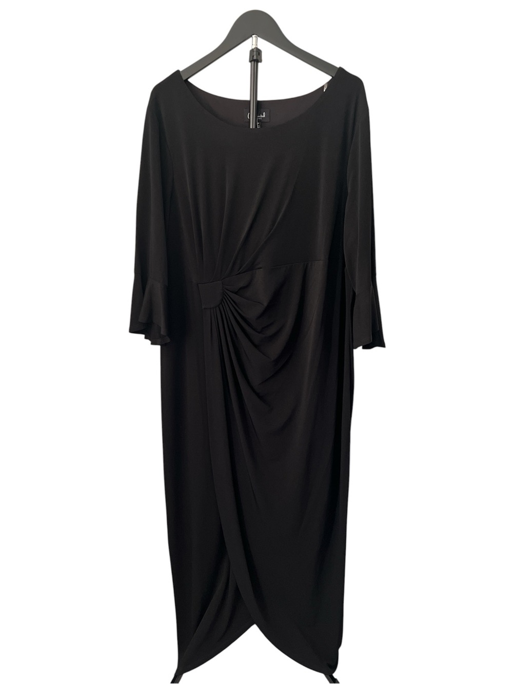 Connected apparel Black Twist-Front Midi Dress pull on 22W